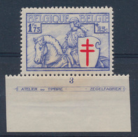 ** N° 399 '1,75F Blauw' Plaatnr. - Unused Stamps