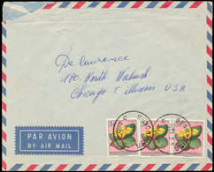 ) N° 314 '3 Fr Bloemen' (3x), Op - Used Stamps