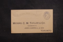 CANADA - Entier Postal Commercial De Toronto  Non Circulé - L 45314 - 1860-1899 Reinado De Victoria