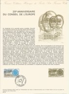 DOCUMENT PHILATELIQUE OFFICIEL CONSEIL DE L'EUROPE 1974 AVEC CACHET 1ER JOUR - Documentos Del Correo