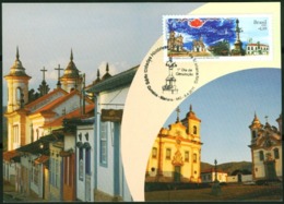 BRAZIL 2011 -  HISTORICAL CITIES SERIES -  "MARIANA" -  CHURCH - TRAIN - LOCOMOTIVE  -  MAXIMUM CARD - Maximum Cards