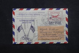 PHILIPPINES - Aérogrammme Illustré  De Manille Pour Anvers En 1958 - L 45345 - Philippinen