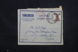INDE - Aérogramme Pour Londres En 1944 Avec Contrôle Postal - L 45366 - 1936-47 Koning George VI