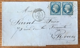 France N°14 (paire Type II) Sur Lettre D'Etretat 1862 - (B1442) - 1849-1876: Periodo Classico