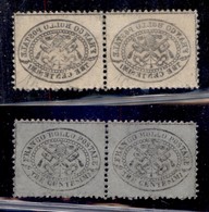 Antichi Stati Italiani - Stato Pontificio - 1868 - 3 Cent (24c) - Coppia Con Decalco Al Retro - Gomma Originale (360) - Autres & Non Classés