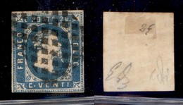 Antichi Stati Italiani - Sardegna - 1851 - 20 Cent (2) Preciso In Basso A Sinistra - Diena (550) - Sonstige & Ohne Zuordnung