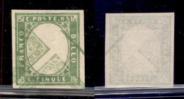 Antichi Stati Italiani - Sardegna - Prove Di Macchina - 5 Cent - Doppia Stampa Della Cornice (obliqua Con Riga Di Colore - Autres & Non Classés