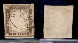 Antichi Stati Italiani - Sardegna - 1858 - 10 Cent (14b) - Preciso A Sinistra - Altri & Non Classificati