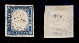 Antichi Stati Italiani - Sardegna - 1896 A Punti (Marsiglia - P.ti 10) - 20 Cent (15D) Usato - G. Bolaffi - Sonstige & Ohne Zuordnung