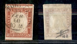 Antichi Stati Italiani - Sardegna - 1859 - 40 Cent (16B - Rosso Mattone) Usato - Sorani - Autres & Non Classés