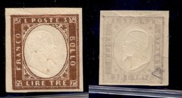 Antichi Stati Italiani - Sardegna - 1861 - 3 Lire (18A) - Gomma Originale - Diena - Sonstige & Ohne Zuordnung