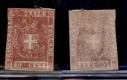 Antichi Stati Italiani - Toscana - 1860 - 40 Cent (21) Corto In Verticale - Annullamento (rosso) Invisibile E Piena Gomm - Autres & Non Classés