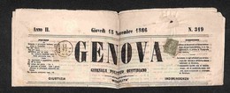 Regno - 1 Cent (14) Isolato Su Giornale “Genova” Del 15.11.66 Per Verona - Sonstige & Ohne Zuordnung