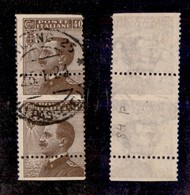 Regno - 1908 - 40 Cent Michetti (84me-varietà) - Dentellatura Orizzontale Molto Spostata (7mm.) - Coppia Verticale - Rit - Sonstige & Ohne Zuordnung