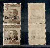 Regno - 1923 - 50 Cent Su 40 Cent Michetti (139qi + 139qia Difettoso In Angolo) - Coppia Verticale - Gomma Originale - Other & Unclassified