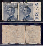 Regno - 1925 - Coppia Del 20 Su 25 Cent (176gga+176ggb) Con Soprastampa Fortemente Spostata In Basso A Sinistra - Bordo  - Other & Unclassified