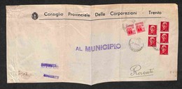 Regno - Bustone Stampe Da Trento A Rovereto Del 21.9.45 Con Affrancatura Mista Regno (533 Cinque) + RSI (504 Coppia) - Sonstige & Ohne Zuordnung