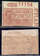 Regno - Espressi - 1922 - 60 Cent (7a-varietà) Non Dentellato -  Con Numero Di Tavola 11154 - Parziale Perforazione Vert - Other & Unclassified