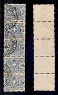 Regno - Francobolli Assicurativi - 1936 - 1,50 Lire (17 - Figlia) - Striscia Di Cinque Usata - Other & Unclassified