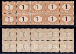 Regno - Segnatasse - 1870 - Blocco Di Dieci Del 1 Cent (3) - Gomma Integra (250++) - Sonstige & Ohne Zuordnung