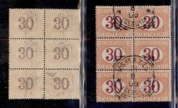 Regno - Segnatasse - 1890 - 30 Cent (23 N) - Decalco Della Cifra - Blocco Di 6 - Usati - Oliva (240+) - Other & Unclassified