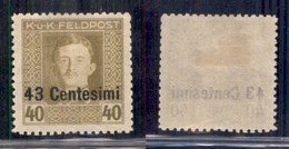 Occupazioni I Guerra Mondiale - Occupazione Austriaca (Friuli-Veneto/Municipio Di Udine) - 1918 - 43 Cent Su 40 H (12ab) - Otros & Sin Clasificación