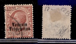 Occupazioni I Guerra Mondiale - Trentino-Alto Adige - 1918 - 10 Cent (22b) Usato - Doppia Soprastampa (320) - Other & Unclassified