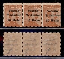 Occupazioni I Guerra Mondiale - Trentino-Alto Adige - 1918 - 20 Heller Su 20 Cent (30da + 30c + 30) - Striscia Di Tre Co - Andere & Zonder Classificatie