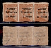 Occupazioni I Guerra Mondiale - Trentino-Alto Adige - 1918 - 20 Heller Su 20 Cent (30da + 30c + 30) - Striscia Di Tre Co - Altri & Non Classificati