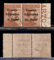 Occupazioni I Guerra Mondiale - Trentino-Alto Adige - 1918 - 20 Heller Su 20 Cent (30c + 30) - Coppia Usata Bordo Foglio - Sonstige & Ohne Zuordnung