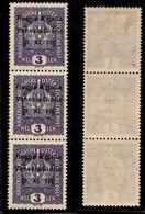 Occupazioni I Guerra Mondiale - Venezia Giulia - 1918 - 3 Heller (1 Varietà  + 1l + 1m) - Striscia Verticale Di 3 Con Er - Otros & Sin Clasificación