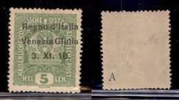 Occupazioni I Guerra Mondiale - Venezia Giulia - 1918 - 5 Heller (2gcaa) Con Soprastampa A Sinistra - Gomma Originale (1 - Andere & Zonder Classificatie