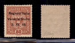 Occupazioni I Guerra Mondiale - Venezia Giulia - 1918 - 80 Heller (13) - Gomma Originale - Oliva - Other & Unclassified