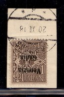 Occupazioni I Guerra Mondiale - Venezia Giulia - 1919 - 1 Cent (19a) Con Soprastampa Capovolta - Usato Su Frammento - Other & Unclassified