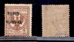 Occupazioni I Guerra Mondiale - Venezia Giulia - 1919 - 2 Cent (20a) - Soprastampa Capovolta - Gomma Originale (100) - Other & Unclassified