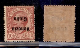 Occupazioni I Guerra Mondiale - Venezia Giulia - 1918 - 10 Cent (22a) - Soprastampa Capovolta - Gomma Originale (150) - Sonstige & Ohne Zuordnung