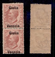 Occupazioni I Guerra Mondiale - Venezia Giulia - 1918 - 10 Cent (22d) - Coppia Verticale Giulia Venezia - Gomma Integra - Sonstige & Ohne Zuordnung