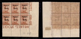 Occupazioni I Guerra Mondiale - Venezia Giulia - 1918 - 20 Cent (23) - Blocco Angolare Di 6 Con Numero Di Tavola 8736 -  - Altri & Non Classificati