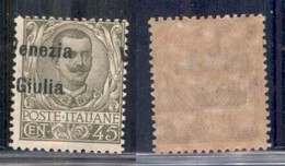 Occupazioni I Guerra Mondiale - Venezia Giulia - 1918 - 45 Cent (26eac) Con Soprastampa Spostata A Sinistra - Gomma Orig - Altri & Non Classificati