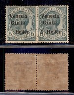 Occupazioni I Guerra Mondiale - Venezia Giulia - 1919 - 5 Heller Su 5 (30ca + 30) - Coppia Orizzontale Senza 5 A Sinistr - Autres & Non Classés