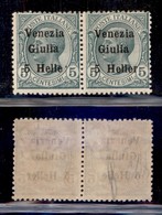 Occupazioni I Guerra Mondiale - Venezia Giulia - 1919 - 5 Heller Su 5 Cent (30cb + 30) - Coppia Orizzontale Senza R A Si - Andere & Zonder Classificatie