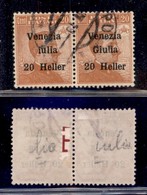 Occupazioni I Guerra Mondiale - Venezia Giulia - 1919 - 20 Heller Su 20 Cent (31ca + 31) - Coppia Orizzontale Usata - Se - Autres & Non Classés