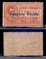 Occupazioni I Guerra Mondiale - Venezia Giulia - Espressi - 1919 - 25 Cent (1) - Gomma Originale - Ottima Centratura - Andere & Zonder Classificatie