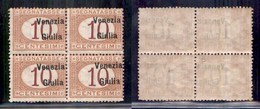 Occupazioni I Guerra Mondiale - Venezia Giulia - Segnatasse - 1918 - Quartina Del 10 Cent (2e) Con Soprastampa Spostata  - Other & Unclassified