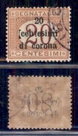 Occupazioni I Guerra Mondiale - Trento E Trieste - Segnatasse - 1918 - 20 Cent (3ncd) Con Spazio Tipografico - Usato (10 - Andere & Zonder Classificatie