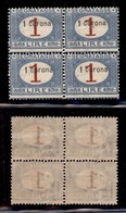 Occupazioni I Guerra Mondiale - Dalmazia - Segnatasse - 1922 - 1 Corona Su 1 Lira (2) In Quartina - Gomma Integra (200+) - Autres & Non Classés