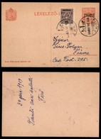 Occupazioni I Guerra Mondiale - Fiume - Posta Ordinaria - Franco 45 Su 10 Filler (31) Su Cartolina Postale Da 10 Filler  - Other & Unclassified