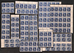 Occupazioni I Guerra Mondiale - Fiume - 1919 - 5 Franco Su 25 Cent (D76) - Insieme Studio Di 153 Pezzi In Blocchi - Nota - Sonstige & Ohne Zuordnung