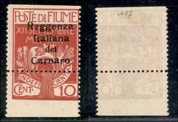 Occupazioni I Guerra Mondiale - Fiume - 1920 - 10 Cent (134 - Varietà) - Dentellatura Orizzontale Spostata In Alto - Sen - Sonstige & Ohne Zuordnung