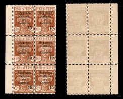 Occupazioni I Guerra Mondiale - Fiume - 1920 - 15 Cent Su 20 (136) - Blocco Di Sei Bordo Foglio - Gomma Integra - Ottima - Sonstige & Ohne Zuordnung